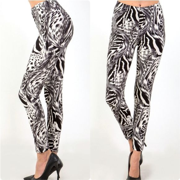 lovely_rosetta Pants - Soft Black Animal Print Leggings